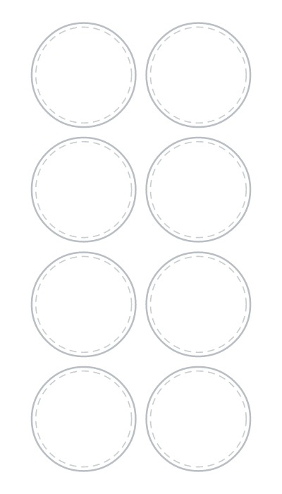 Blank 4×7 cut guide: 1.5 in circles, 8 outlines
