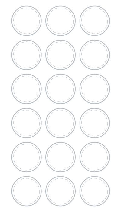 Blank 4×7 cut guide: 1 in circles, 18 outlines