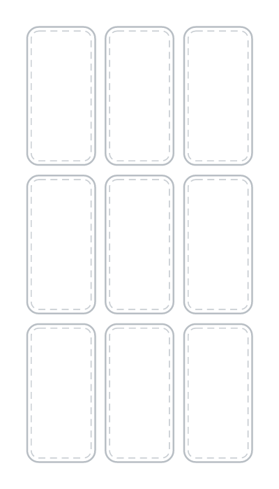 Blank 4×7 cut guide: 2 × 1 in labels, 9 outlines
