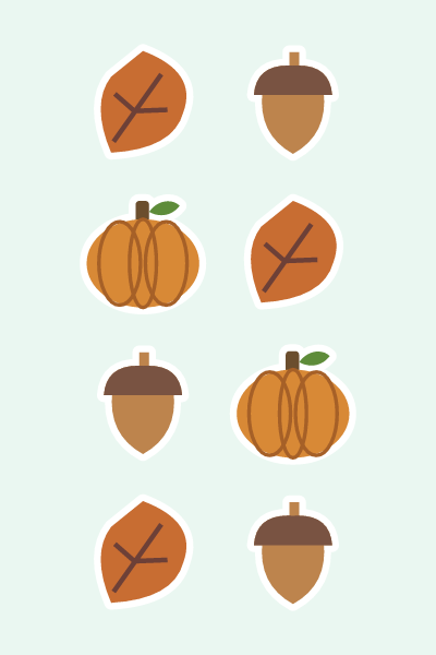 Autumn harvest in 4×6: Warm autumn leaves, acorns and harvest pumpkins.