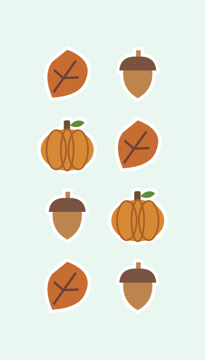 Autumn harvest in 4×7: Warm autumn leaves, acorns and harvest pumpkins.